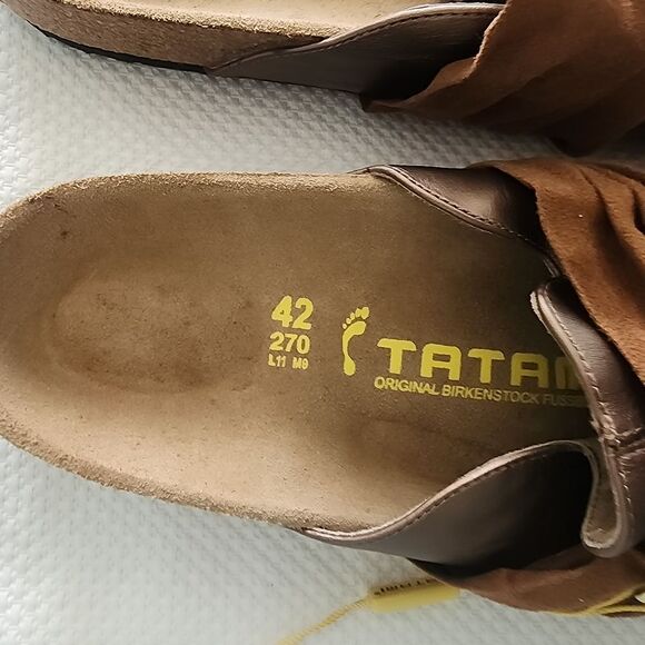 Birkenstock Tatami Leather Brown Mules & Clogs with Decorative Buckle - Picture 4 of 8